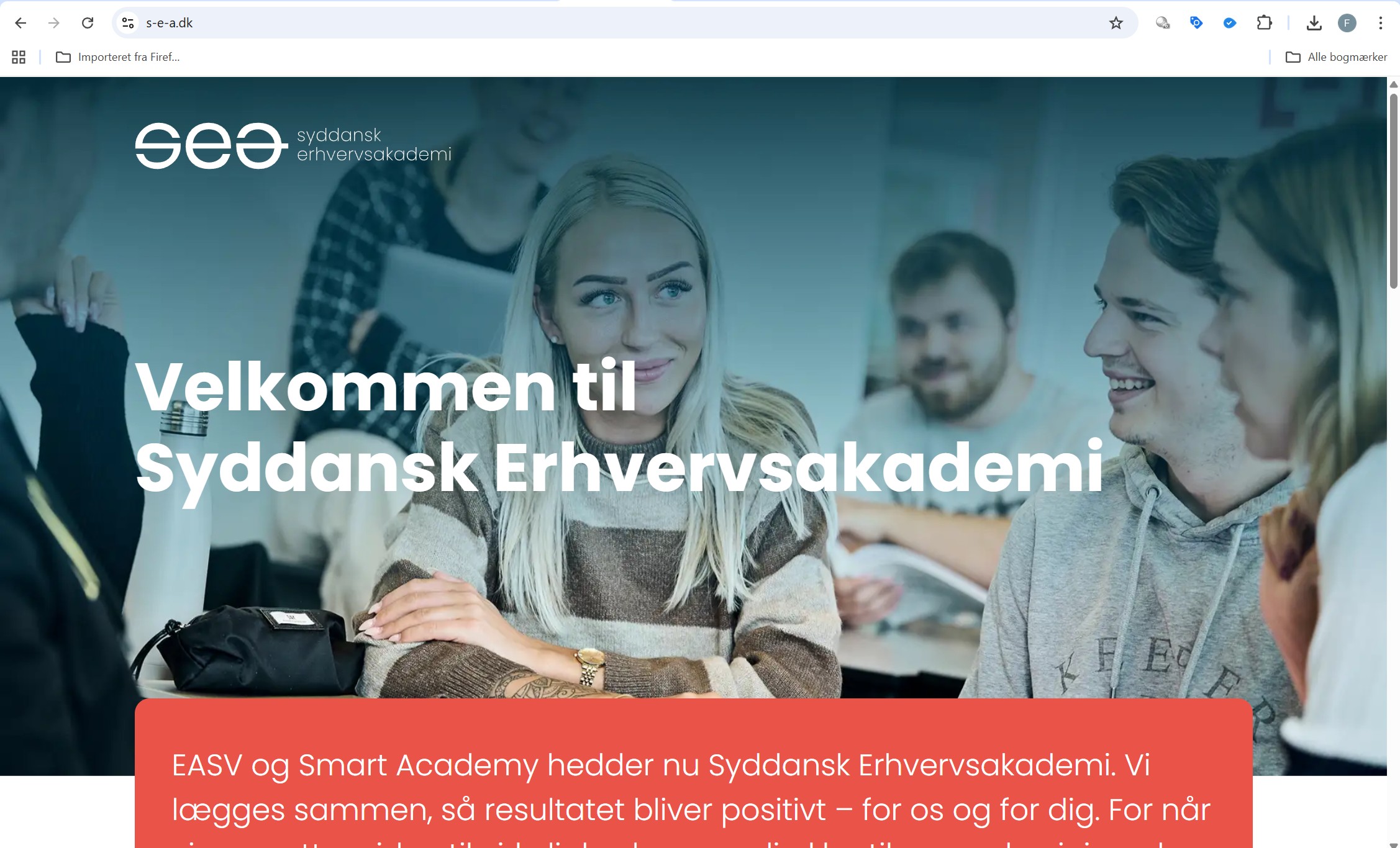 Med det nye navn, website og visuelle udtryk ønsker SEA at styrke sin rolle som en central aktør i den regionale udvikling. Skærmbillede: S-E-A.dk.