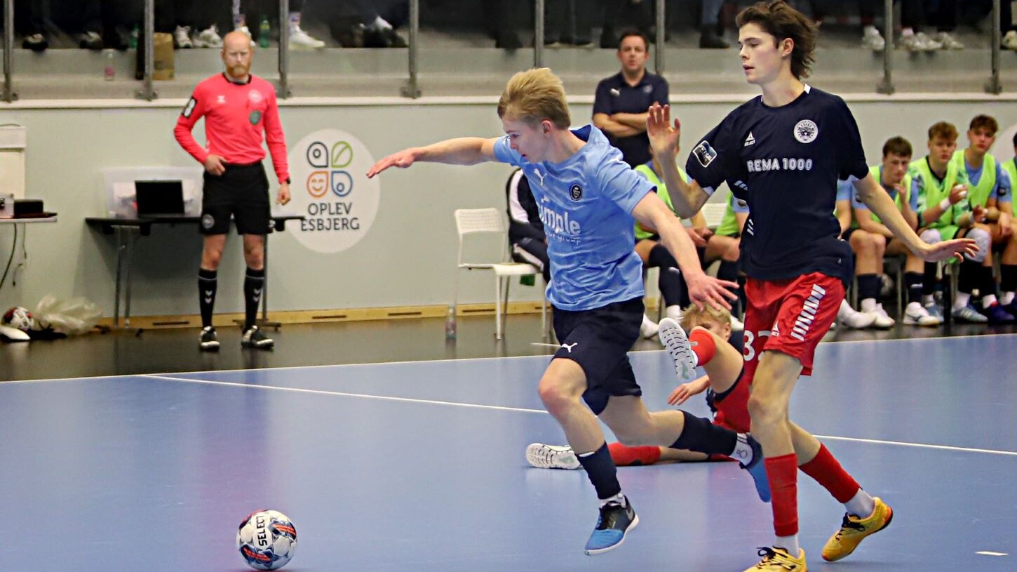 Esbjerg Futsal kan stadigvæk nå at komme med i slutspillet trods uafgjort mod Aarhus fredag. Foto: Johnny Tauman.