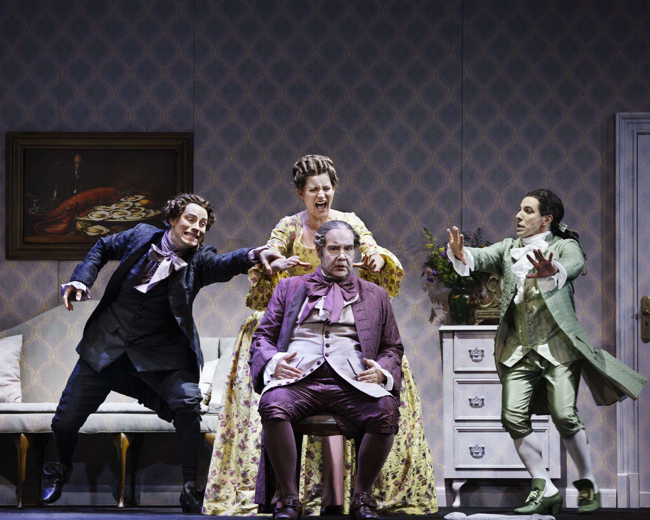 Don Pasquale med Theodore Platt, Louise McClelland Jacobsen, Markus Schwartz, Santiago Ballarini. Foto: Miklos Szabo.