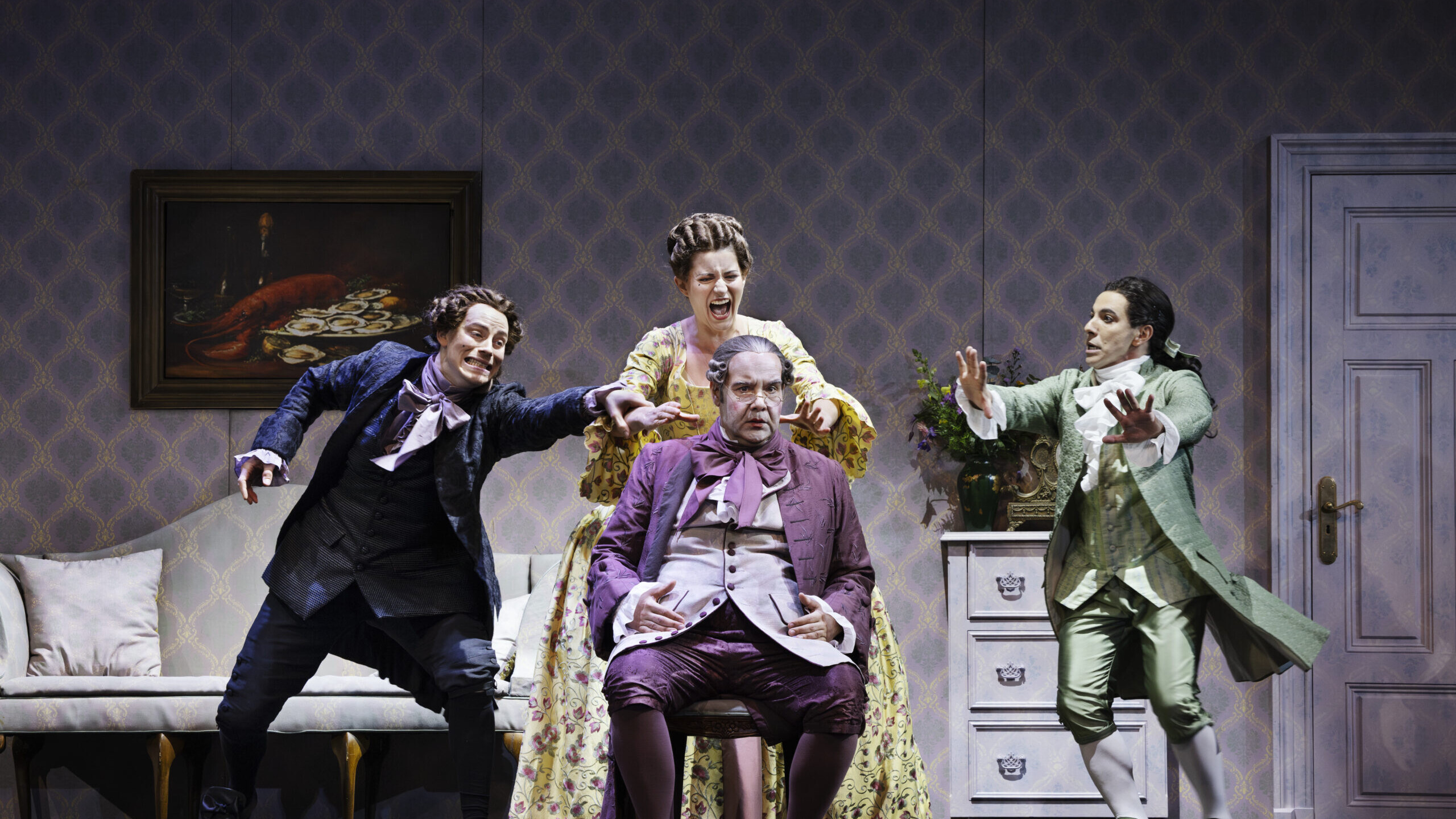 Don Pasquale med Theodore Platt, Louise McClelland Jacobsen, Markus Schwartz, Santiago Ballarini. Foto: Miklos Szabo.