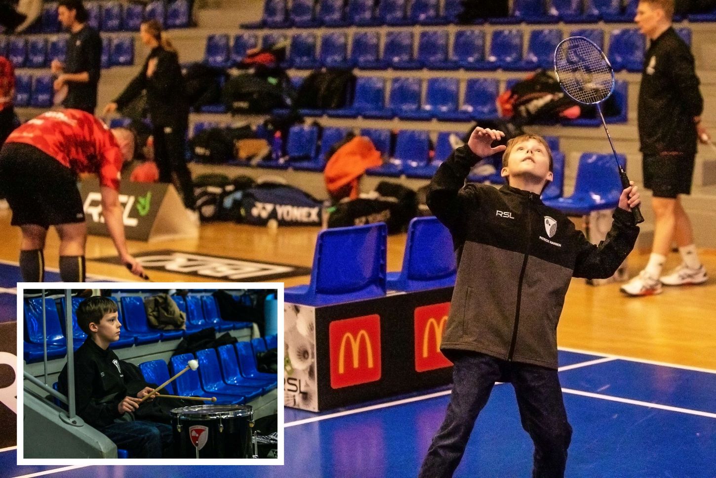 Collage med U13-spilleren Patrick. Fotos: Johnny Tauman.