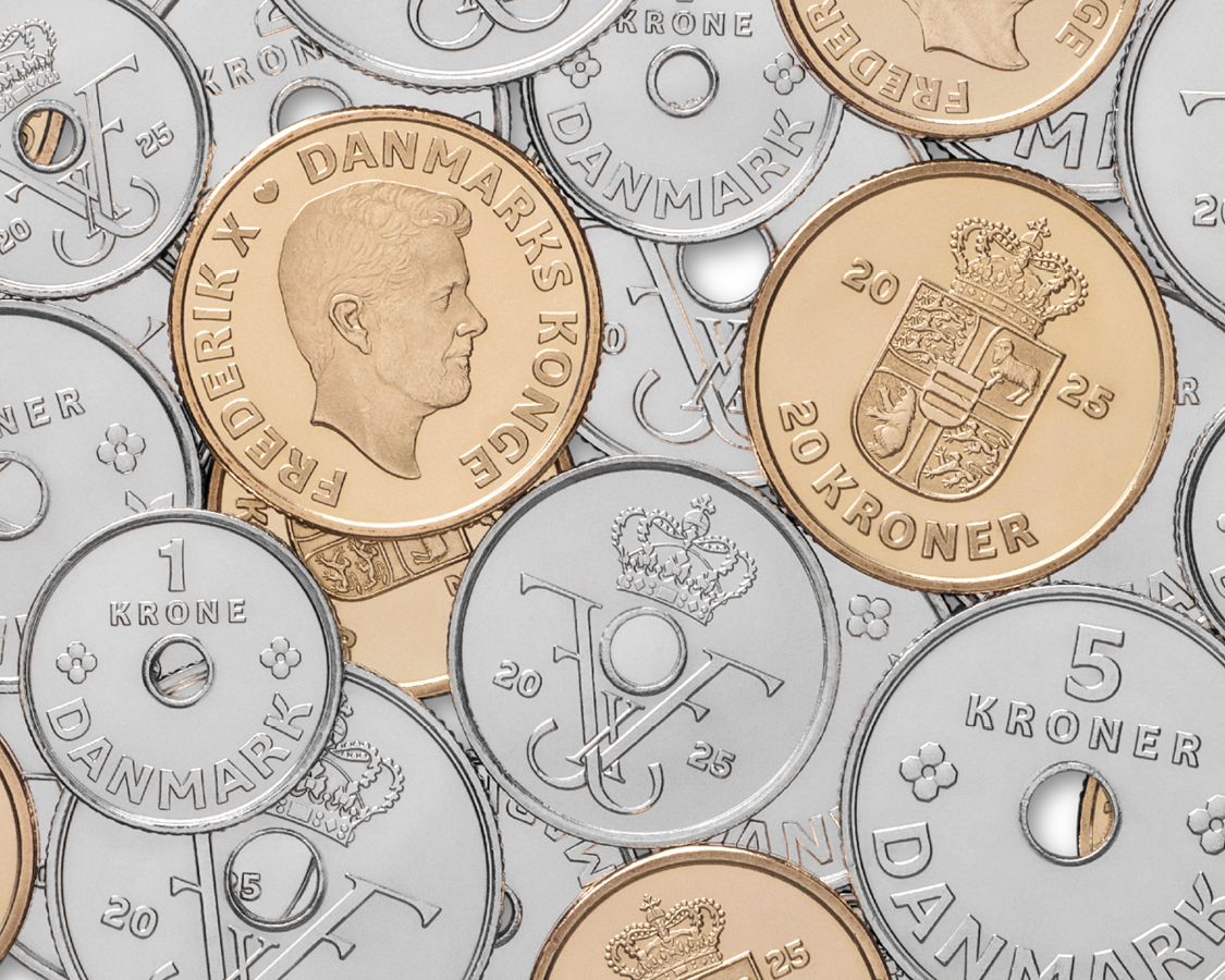 Danske mønter. Genrefoto: Danmarks Nationalbank.