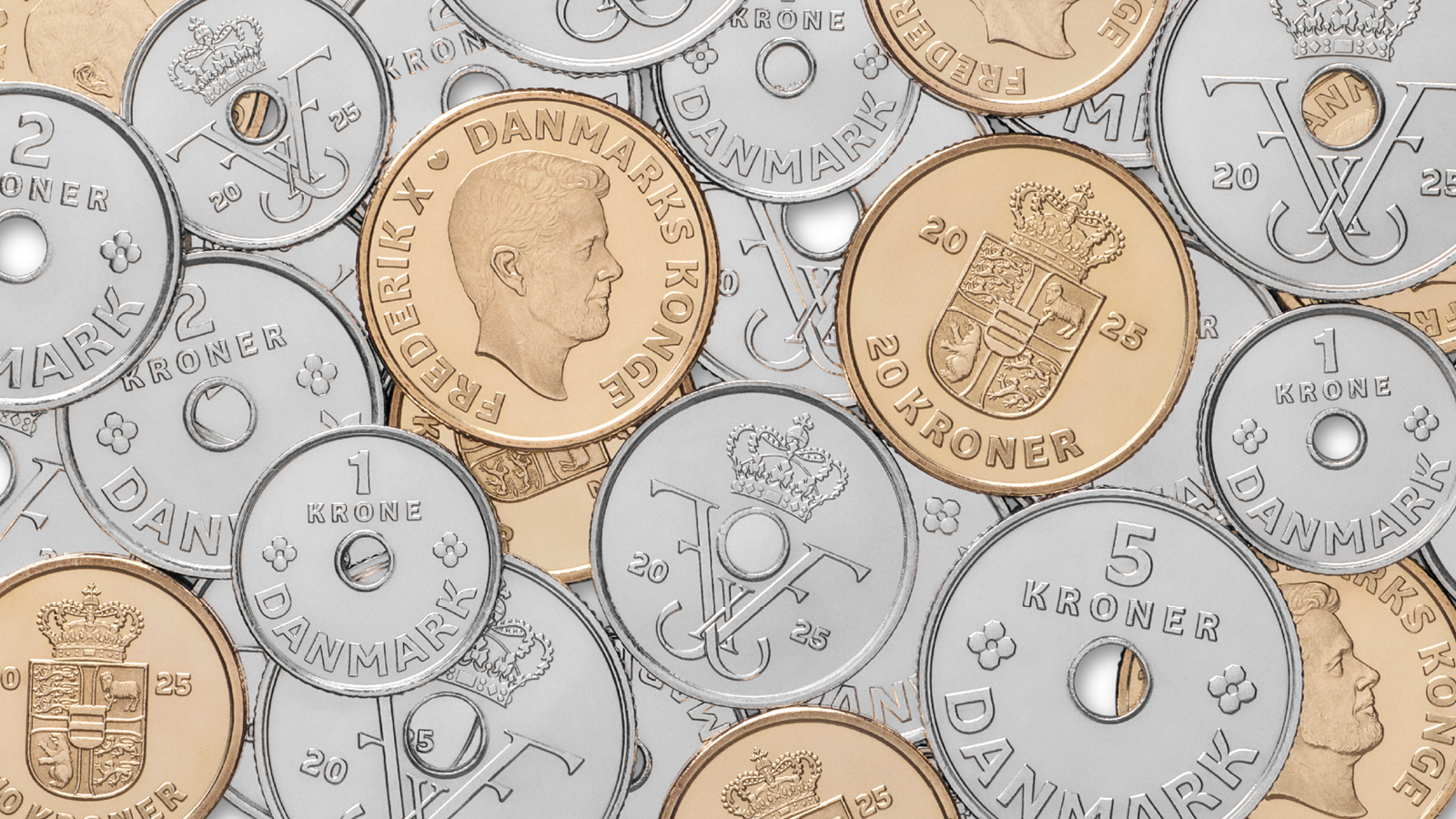 Danske mønter. Genrefoto: Danmarks Nationalbank.