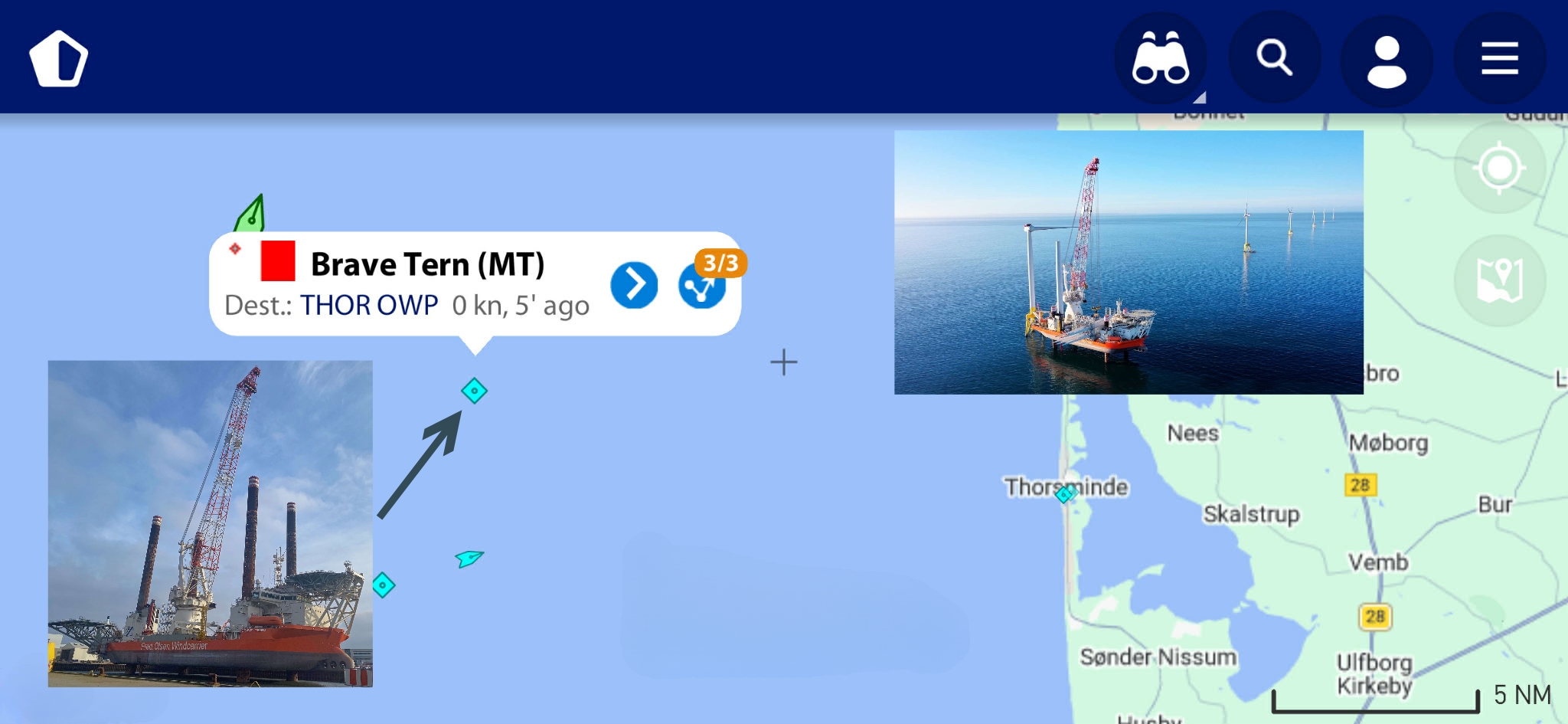 Her ligger Brave Tern i dag