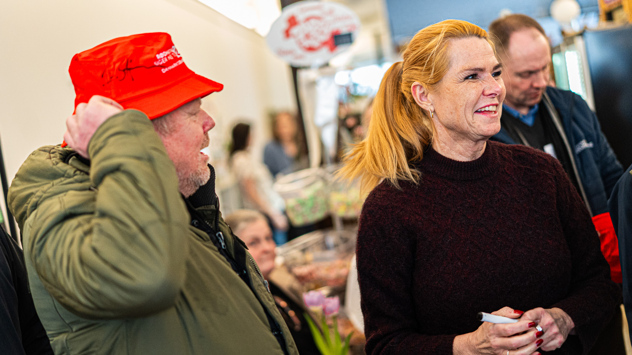 Partileder Inger Støjberg gjorde holdt i Esbjerg i små to timer søndag eftermiddag. Foto: Fjodor Pedersen.