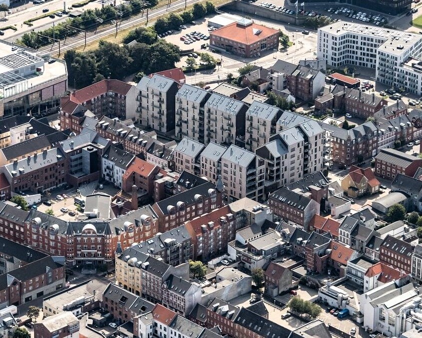 Esbjergs centrum set fra oven. Arkivfoto: Esbjerg Kommune.