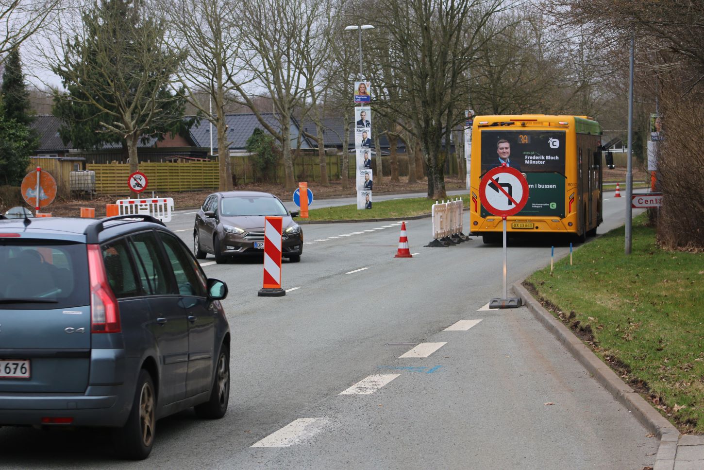 Det er pt ikke muligt at køre ad Sukkertoppen mod Gjesing Ringvej - Centrum. Foto: Johnny Tauman.