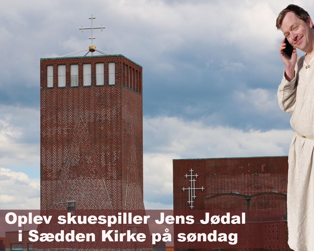 Skuespiller Jens Jødal optræder på søndag i Sædden Kirke. Collage/Fotos: Johnny Tauman/Brian Kofod Jensen.