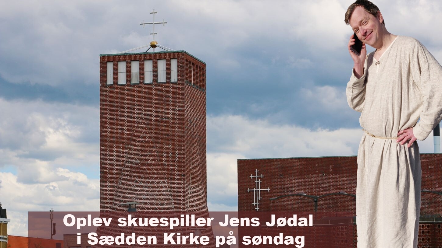 Skuespiller Jens Jødal optræder på søndag i Sædden Kirke. Collage/Fotos: Johnny Tauman/Brian Kofod Jensen.