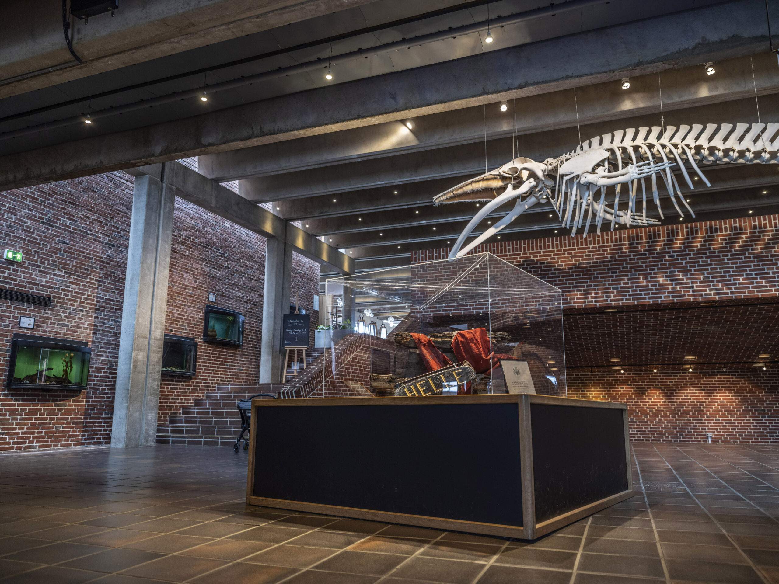 Indenfor mødes gæsterne af blandt andet et imponerende hvalskelet – en af museets ikoniske udstillinger. Foto: Museum Vest.