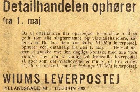 Wiums Leverpostej satsede i en periode på ren engros. Årstal ukendt. Avisudklip af ukendt oprindelse venligst udlånt af HilmarKragh.dk.