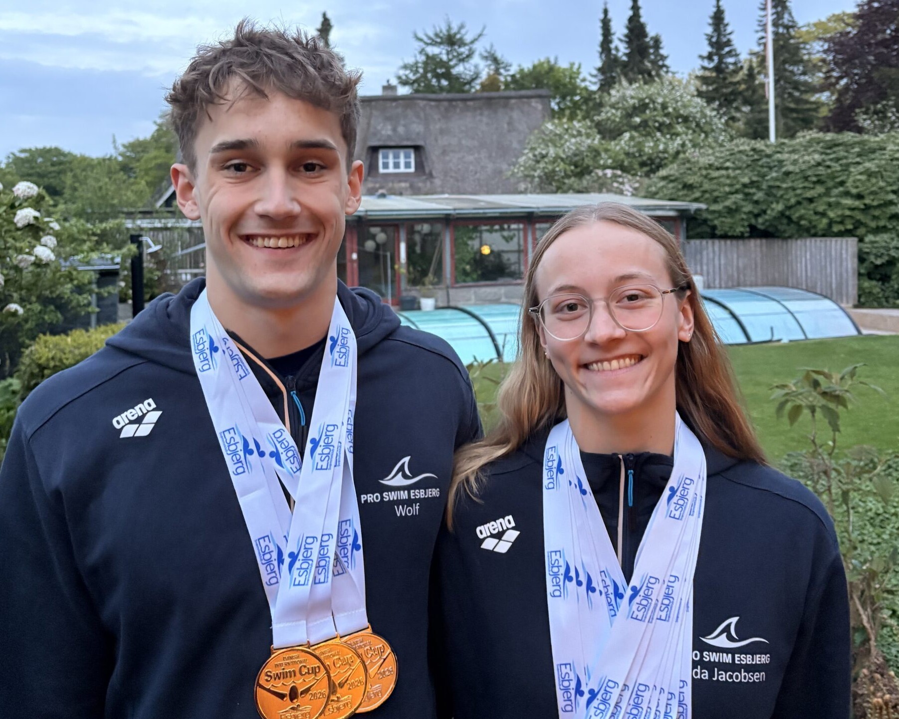 Ida Jacobsen og Shawn Wolf fortsætter den stærke udvikling for Pro Swim Esbjerg og er nu på vej til internationale opgaver med landsholdet. Privatfoto