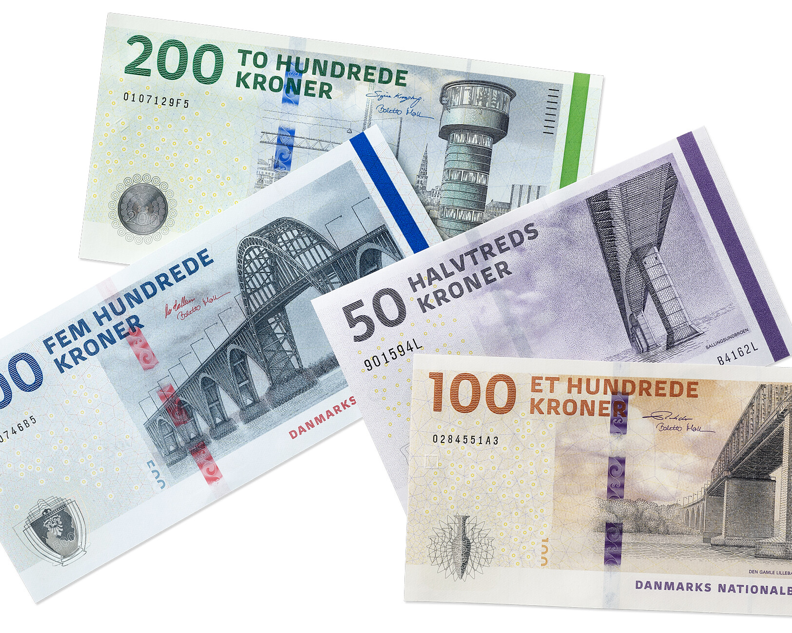 Danske pengesedler. Pressefoto: Nationalbanken.