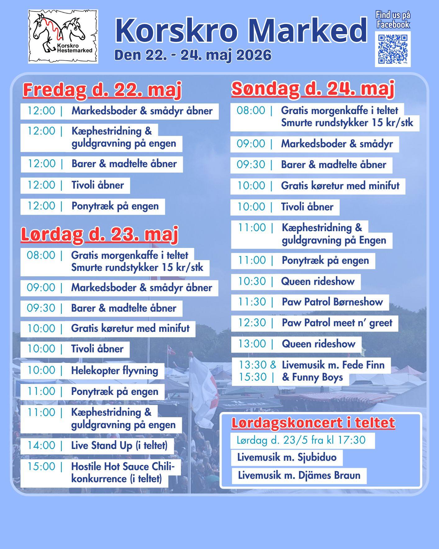 Program for årets Korskro Hestemarked.
