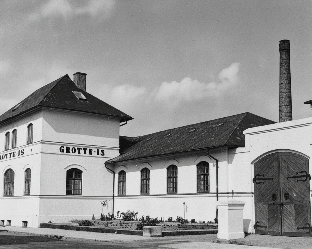 Grotte Is i Exnersgade var udgangspunktet for Hjem-IS i Danmark. Herfra blev de første is produceret til de ikoniske isbiler i 1976. Foto: Esbjerg Byhistoriske Arkiv.