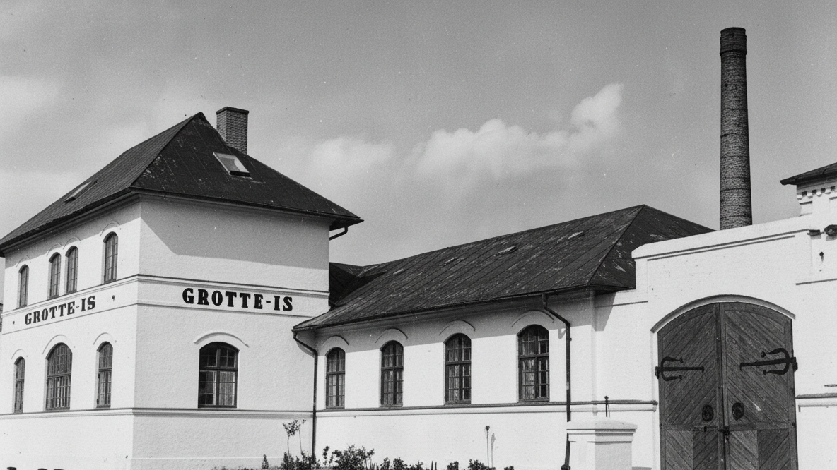 Grotte Is i Exnersgade var udgangspunktet for Hjem-IS i Danmark. Herfra blev de første is produceret til de ikoniske isbiler i 1976. Foto: Esbjerg Byhistoriske Arkiv.