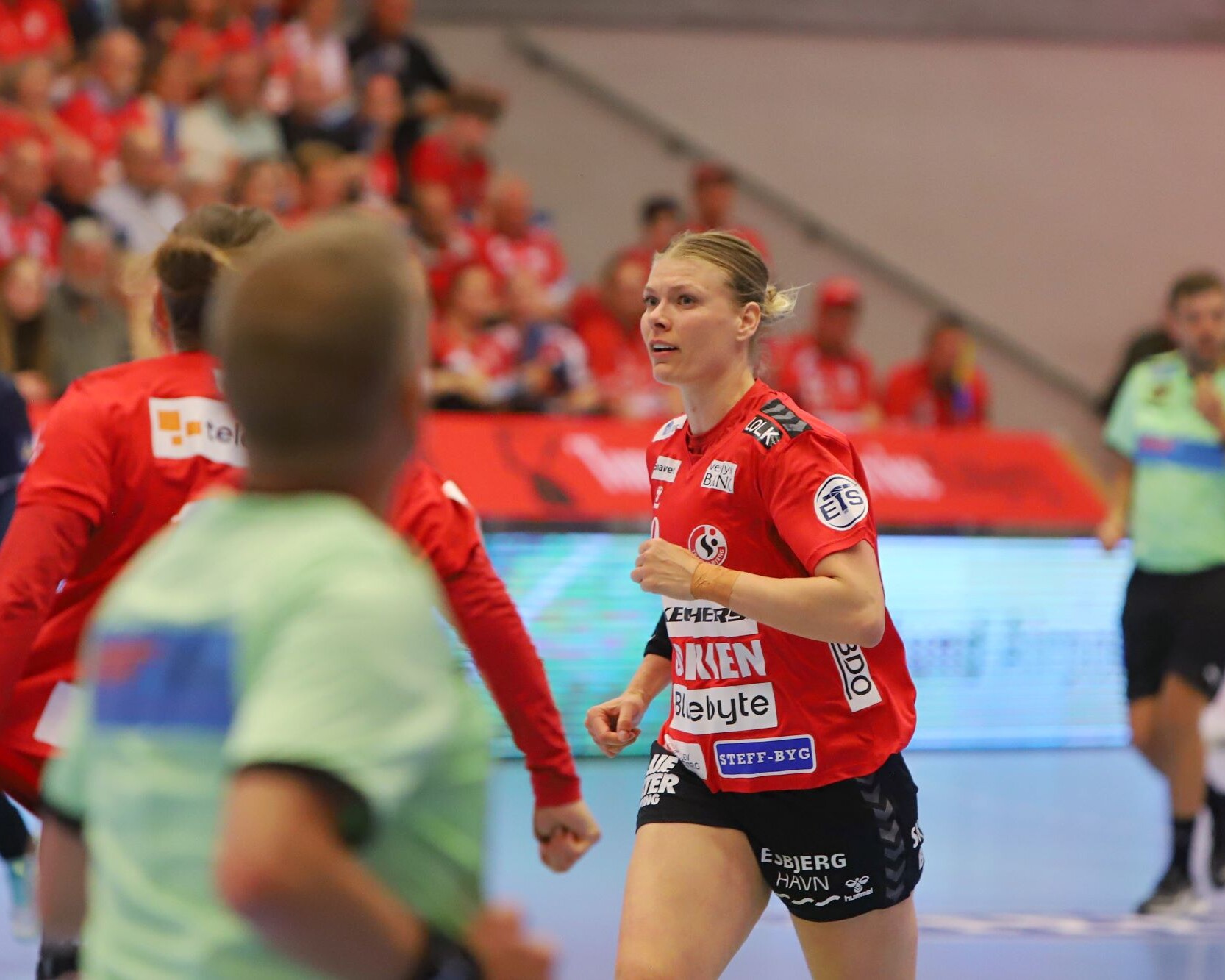 Kathrine Heindahl tilfreds efter en scoring i den første finale. Arkivfoto: Johnny Tauman.
