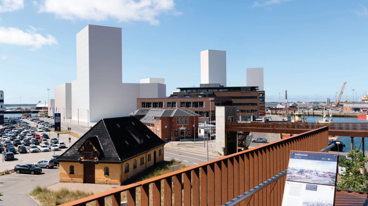 Esbjergs skyline kan ændre sig markant i de kommende år. Illustration: CF Møller Architects.