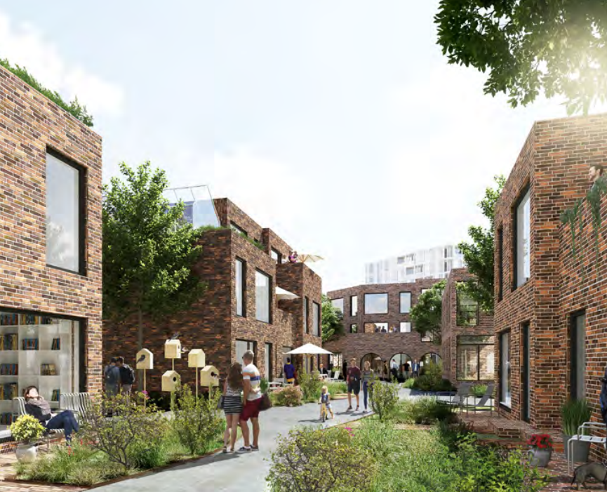 Illustrationen her stammer fra Pedersen Groups projekt fra 2015, hvor der var indtægt boligmasse. Illustration: CF Architects.