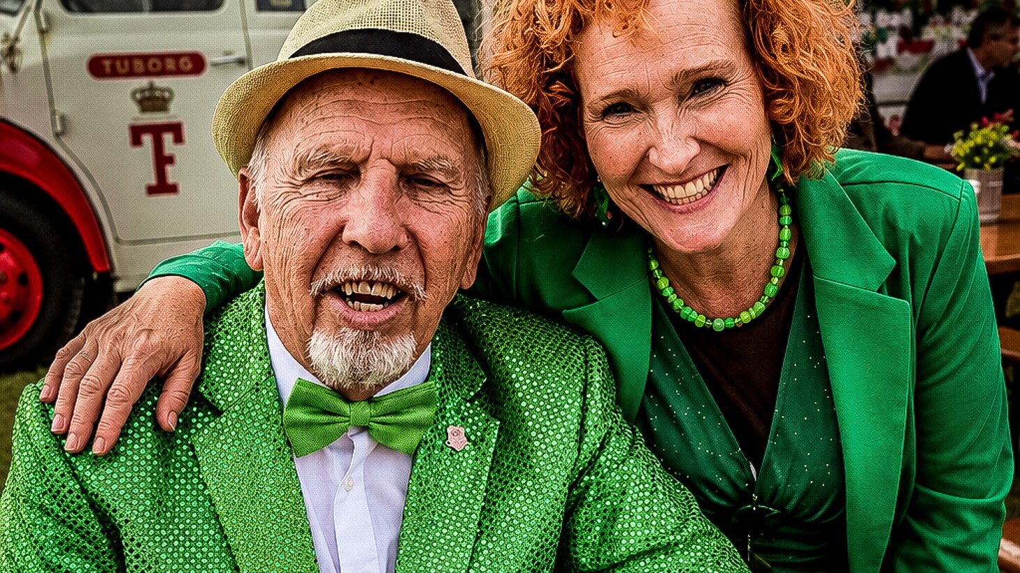 Både Jacob Haugaard og Christina Simonia, formand for Lokalrådet i Østerbyen, var klædt helt i grønt. Foto: Camilla Uth.
