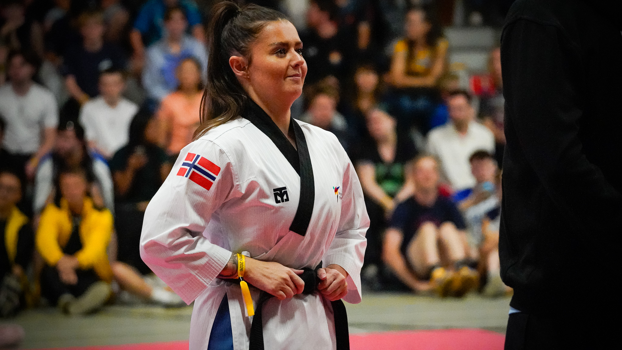 Den norske mester Kine Solvang dystede mod danske Michelle Sejersgaard i en såkaldt poomsae-battle. Foto: Fjodor Pedersen.