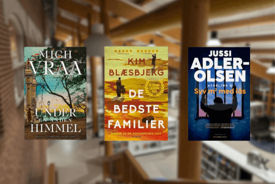 Top-tre over udlån af romaner på Esbjerg Kommunes Biblioteker.