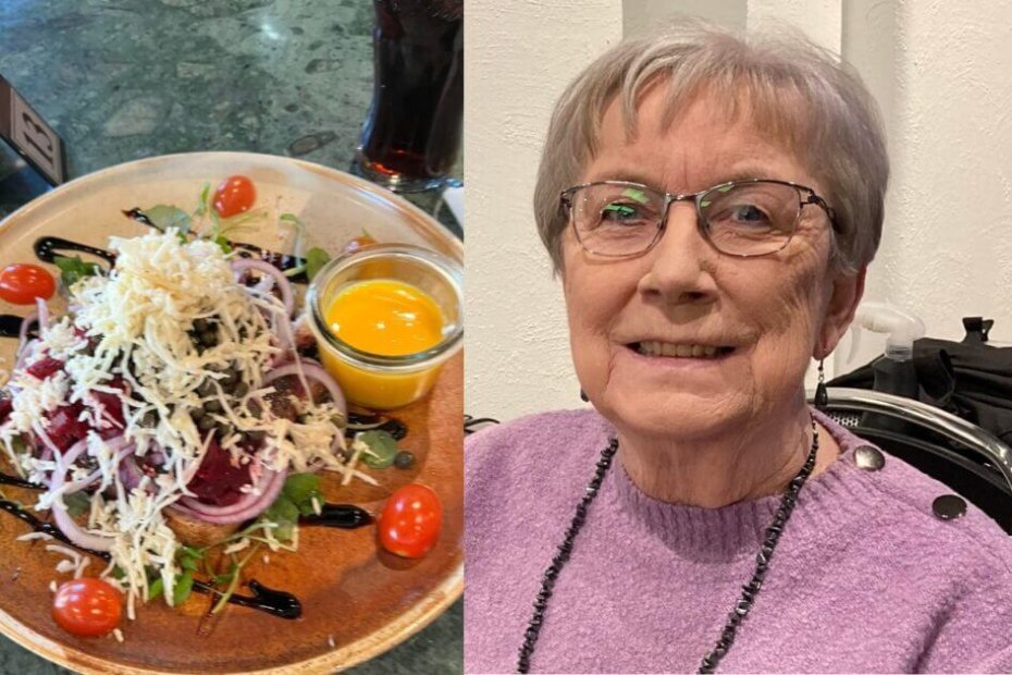 Britta Møller blev helt rørt, da hun lørdag havde spist sin frokost. Privatfoto/Facebook.