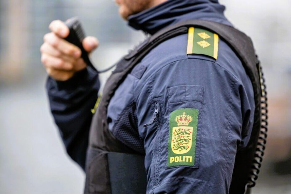 Politiet har været massivt til stede på Skrænten hele dagen. Pressefoto.